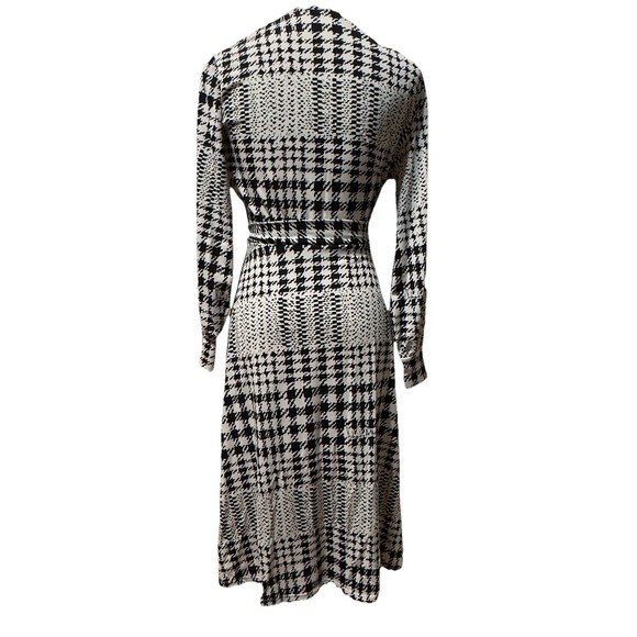 Richard Allan x H&M Sz Medium Women's White Black Houndstooth Faux Wrap Dress - Picture 2 of 15